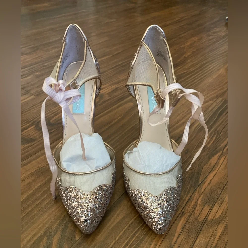 Blue by Betsy Johnson, SB Stela Champagne Glitter Pumps - Picture 6 of 10